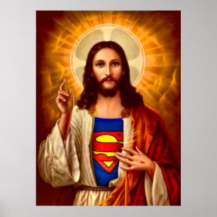 Super Jesus Oil Painting Impressão Poster