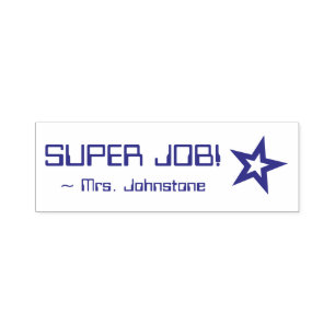 "SUPER JOB!" + Nome Educador Carimbo de Borracha