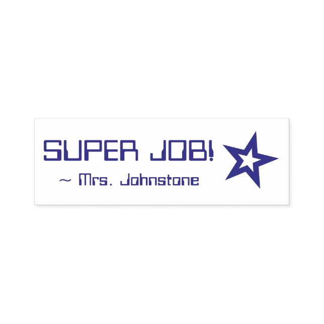 "SUPER JOB!" + Nome Educador Carimbo de Borracha (Design)
