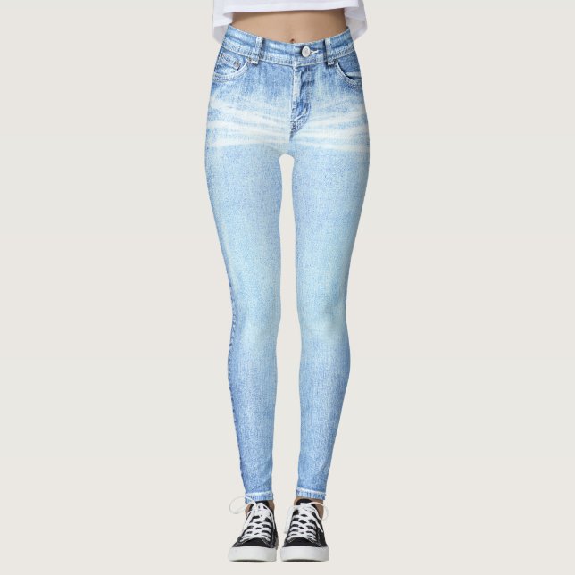 Super Light Wash Jeans All-Over Printed Leggings (Frente)