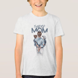 Super Mãe Azul Aquarela Arte de Mãe e Filhos