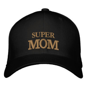 SUPER MÃE boné de beisebol bordado dourado / preto