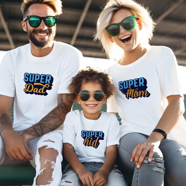 Super-Mãe e Super-Criança, Criança-Mãe (Matching Super Dad, Super Mom & Super Kid Sidekick Family T-Shirt)