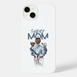 Super Mãe Personalizada com Filho e Filha Presente
