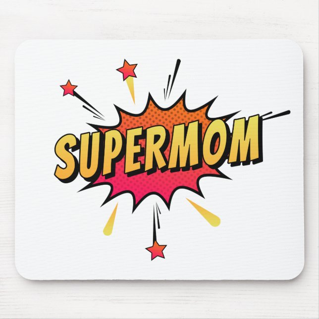 Super-Mãe Retro Comic Pop Art | Mousepad (Frente)
