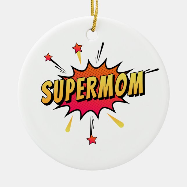 Super-Mãe Retro Comic Pop Art | Ornamento (Frente)