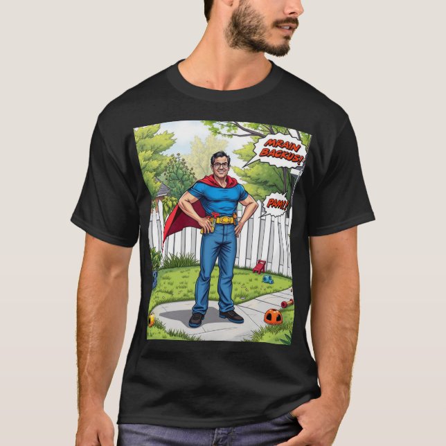 Super Pai em ação - Camisa Herói do Estilo Quadrad (Frente)