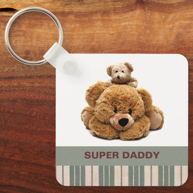 Super Pai. Teddy Bears Gift Chaveiros (Frente)
