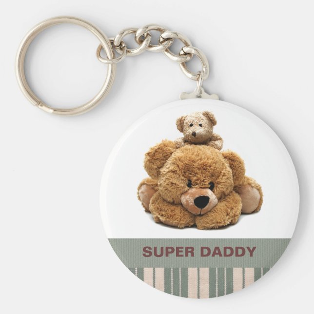 Super Pai. Teddy Bears Gift Chaveiros (Frente)
