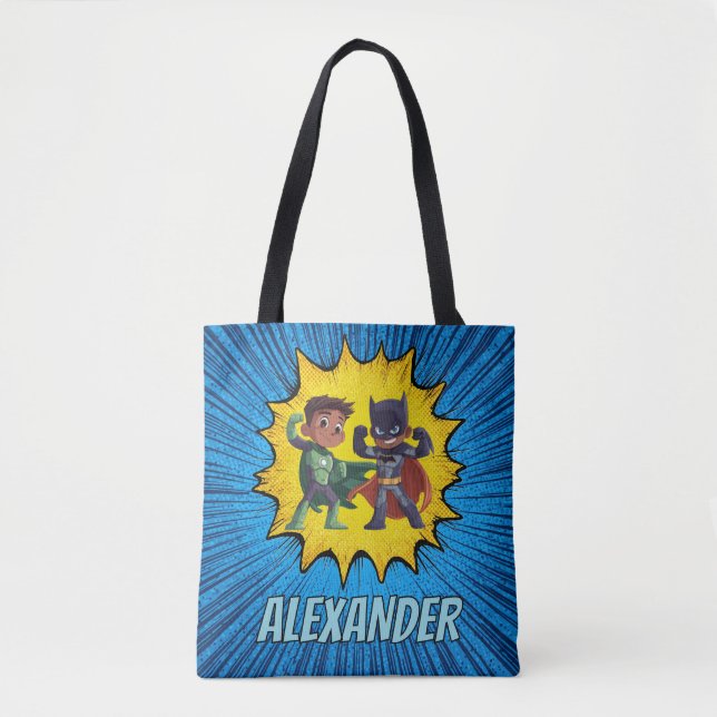 Superhero Personalised Boys Tote Bag Custom Name (Frente)