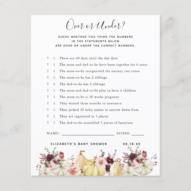 Superior ou inferior | Jogo Chá de fraldas (Frente)