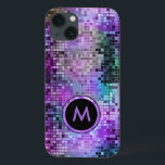Supertones de Roxo Coloridas com Disco Monogramada<br><div class="desc">Glitter e faíscas retrorreflectores monogramas. Tons roxos azuis e verdes.</div>