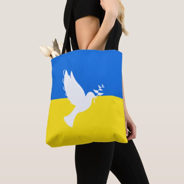 Suporte à Ucrânia Tote Bag Peace Dove Flag Ucrania (Close Up)