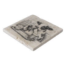 Suporte com Desenho a Lápis de Vaca Apreciando um 