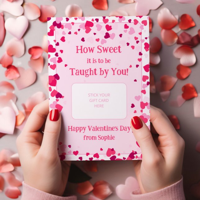 Suporte de Cartão de Presente de Dia dos Namorados (How Sweet it is to be Taught by You! (editable) Personalized Valentine's Gift Card Holder)