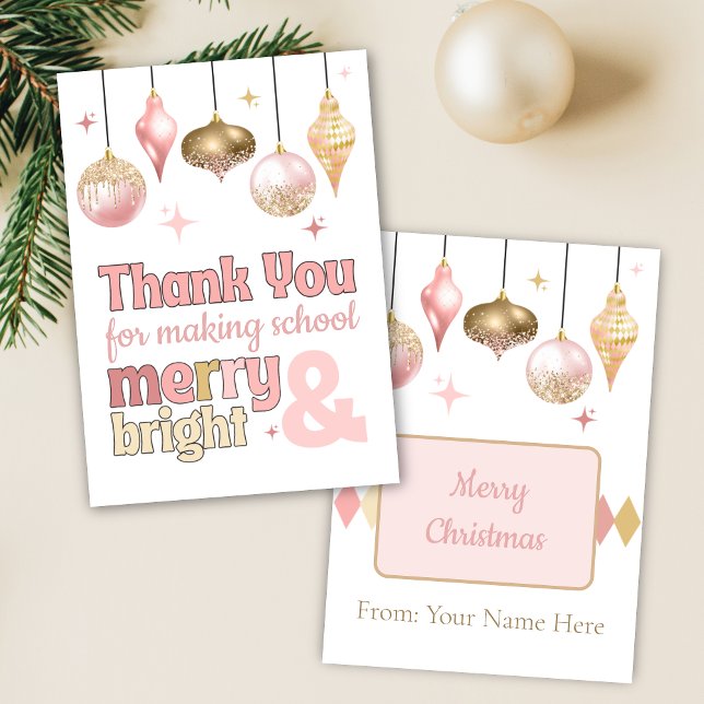 Suporte de Cartão de Presente de Natal em Dourado  (pink and gold retro teacher appreciation gift card holders for christmas holiday gift giving ideas)
