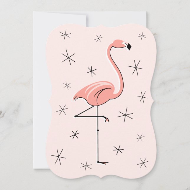 Suporte de convite rosa flamingo vertical (Frente)