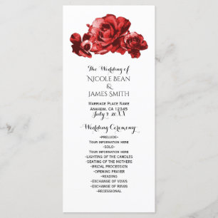 Suporte de Programa de Casamento de Rosas Vintage 