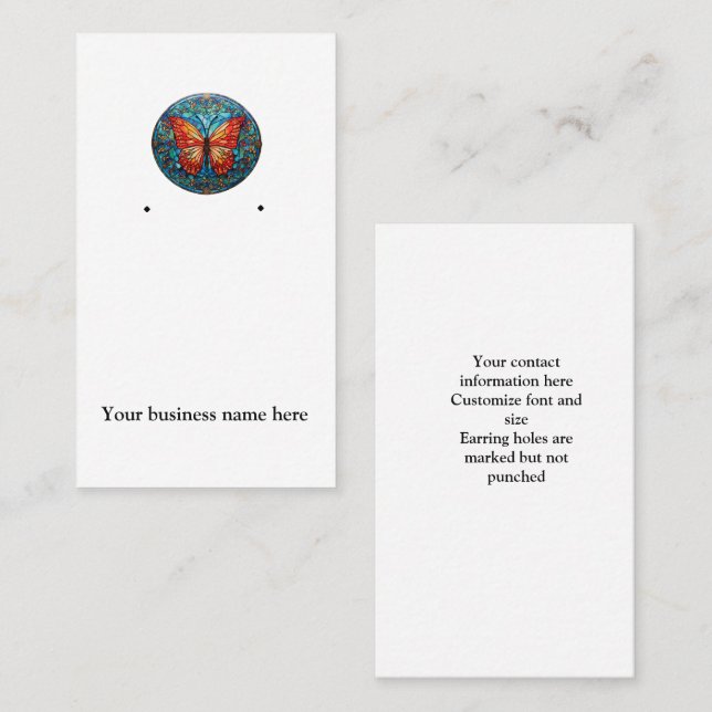 Suporte do cartão de brasão da borboleta de vidro  (Frente/Verso)