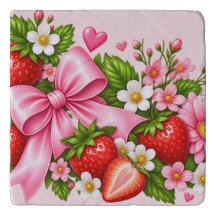 Suporte Floral com Laço de Morango Rosa | Feminino