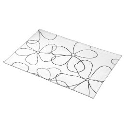 Suporte Para Prato Grande Placem de Flores Brancas, Desenhadas à Mão,