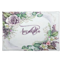 Monograma Nome Purple Floral Green Foliage Rustic