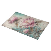 Peônias pintadas - Mesa de tecido