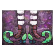 Whimsical Halloween Bruxelles Boots Cloth Placemat