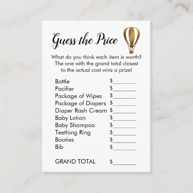 Suposição Dourado do balão de ar quente os cartões (Frente)