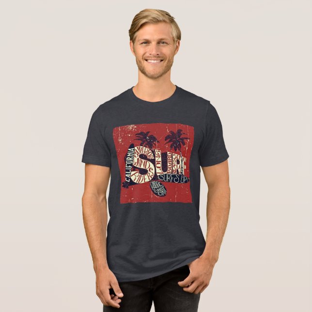 Surf da Califórnia - Retro Tri-Blend Tee (Frente Completa)