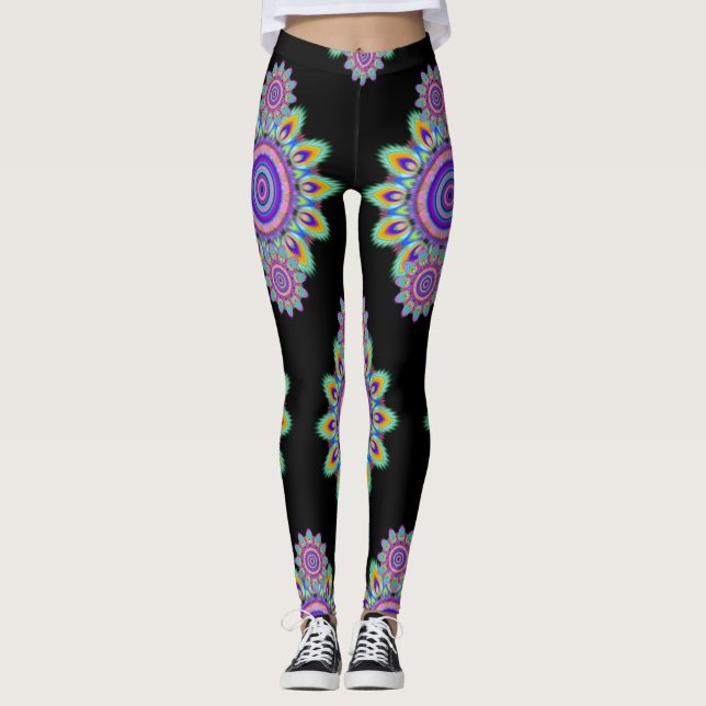 Surf de Sapo quente psíquico, leggings BoHo pretas (Frente)