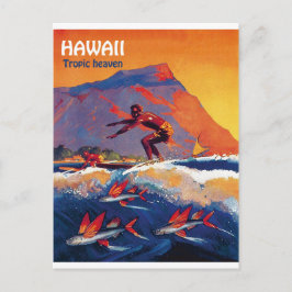 Surf havaiano, paraíso tropical, cartão postal de 