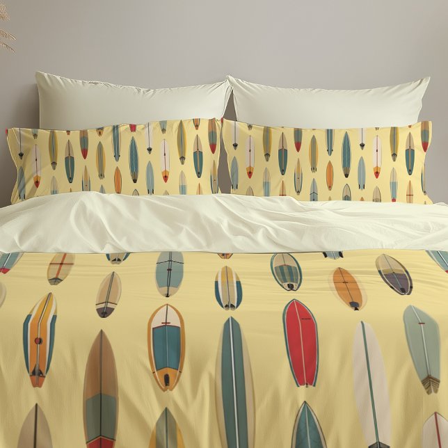Surf Life | Retro Coastal Surfboard Print Yellow (Criador carregado)