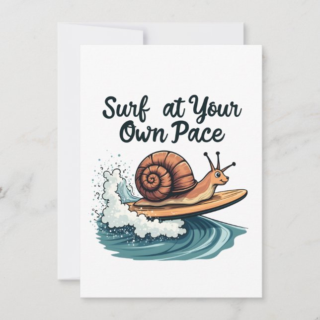 Surf No Seu Próprio Pace Engraçado Surfing Snail (Frente)