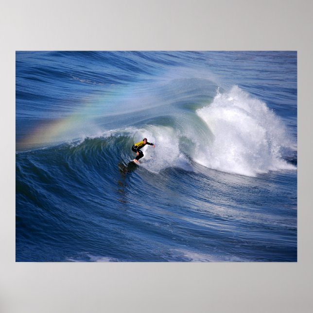 Surfando Sob Um Arco-íris Impressão 24 x 18 (Frente)