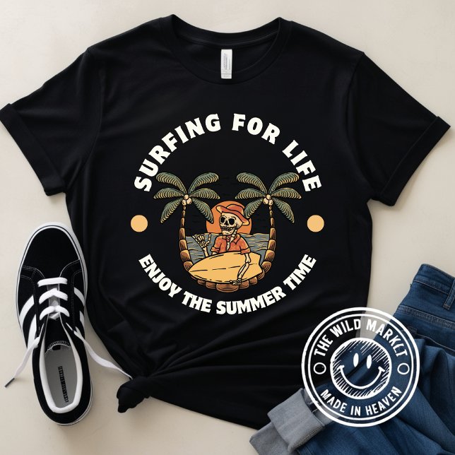 Surfe Preto E Amarelo Para Camiseta Vida (Criador carregado)