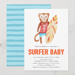 Surfer Baby Convite para chás de fraldas