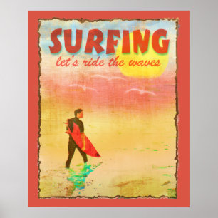 Surfer Dude Vintage Style Poster