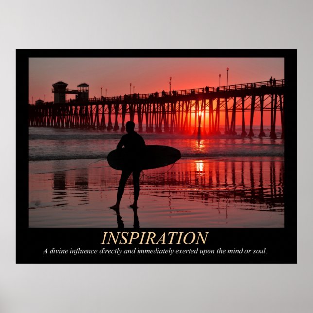 Surfer Sunset Inspiron Poster (Frente)