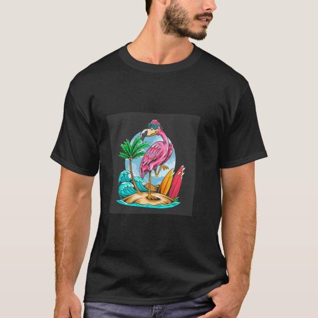 Surfin Flamingo! Camisa T (Frente)
