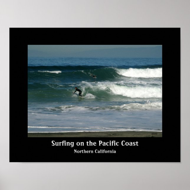 Surfing California Coast Design Poster (Frente)