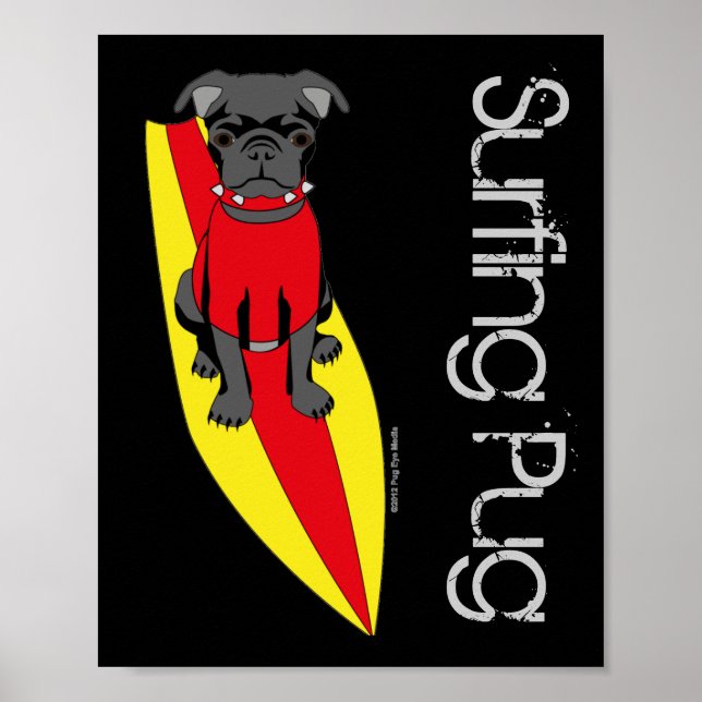 Surfing Pug Poster (Frente)