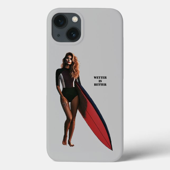 Surfista da Mulher na Praia com seu URM surfboard (Verso)