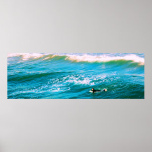 Surfista Lookin para um poster da onda - 12x36