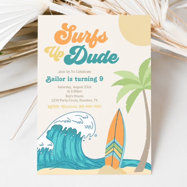 Surfs Up Birthday Invation | Convite para surfar (Criador carregado)