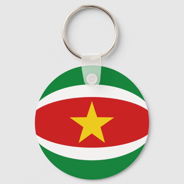 Suriname Fisheye Flag Chaveiro (Frente)