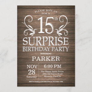 Surpreenda a madeira rústica do 15o convite do