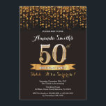 Surpreenda o 50th preto e o ouro do convite do<br><div class="desc">Surpreenda o 50th convite do aniversário. Preto e brilho Dourado. A festa de aniversário adulta convida. Mulheres ou festança de Bday dos homens. Para uma personalização mais adicional,  clique por favor "personalizam-no" botão e usam-nos nossa ferramenta de design para alterar este modelo.</div>