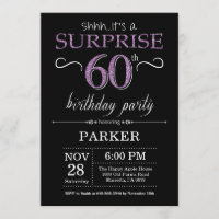 Surpreenda o 60th preto e o roxo do convite do
