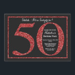 Surpreenda o brilho vermelho do 50th convite do<br><div class="desc">Surpreenda o 50th convite do aniversário. A festa de aniversário preta e vermelha do brilho convida com fundo do quadro. Aniversário da surpresa. Aniversário adulto. Partido da festança de Bday dos homens ou das mulheres. Para uma personalização mais adicional, clique por favor "personalizam-no" botão e usam-nos nossa ferramenta de design...</div>